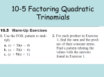 10-5 Factoring Quadratic Trinomials