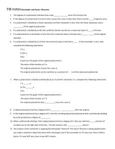 FIB notes Remainder and Factor Theorems