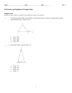 ExamView - 4.8 Isosceles and Equilateral Triangles Quiz.tst