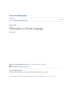 Philosophy as a Private Language