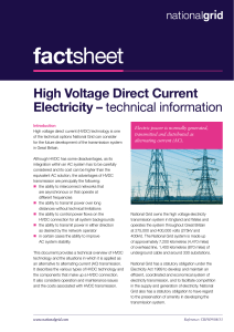 High Voltage Direct Current Electricity – technical