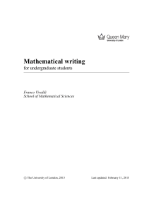 Mathematical writing - QMplus - Queen Mary University of London