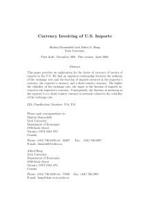 Currency Invoicing of US Imports - Department of Economics