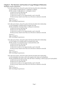 Chapter 5 The Structure and Function of Large Biological Molecules