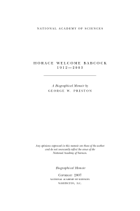 Horace Welcome Babcock - National Academy of Sciences