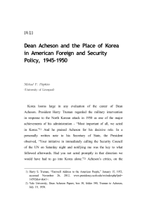 Dean Acheson and the Place of Korea in American - S