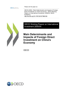 Main Determinants and Impacts of FDI on China`s