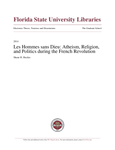 Les Hommes Sans Dieu: Atheism, Religion, and Politics during the