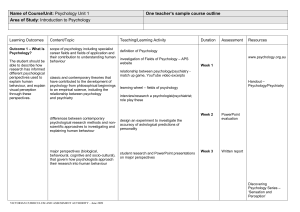 Psychology Unit 1 - sample course outline