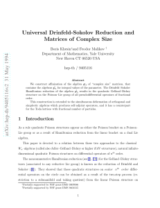 Universal Drinfeld-Sokolov Reduction and Matrices of Complex Size