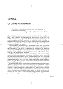 EDITORIAL On Genetic Fundamentalism