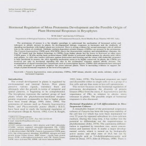 Hormonal Regulation of Moss Protonema Development and the