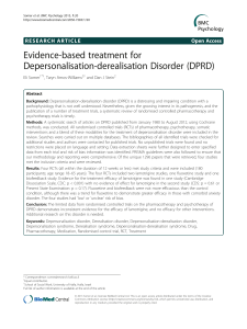 Evidence-based treatment for Depersonalisation