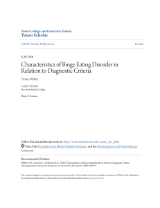 Characteristics of Binge Eating Disorder in Relation