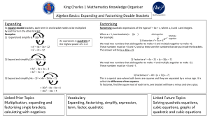 AlgebraBasicsExpandingandFactorisingDoubleBrackets
