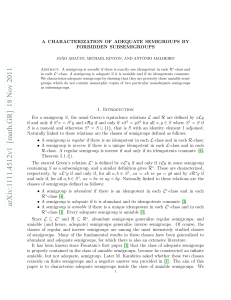 A characterization of adequate semigroups by forbidden