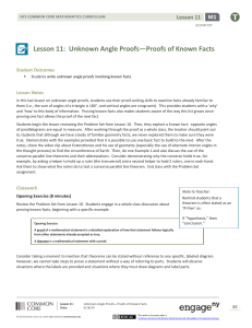 Lesson 11: Unknown Angle Proofs—Proofs of Known