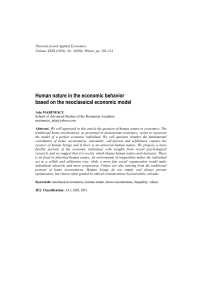 Human nature in the economic behavior based on the neoclassical