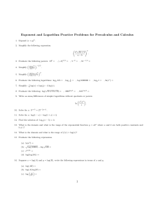 Exponent and Logarithm Practice Problems for Precalculus and