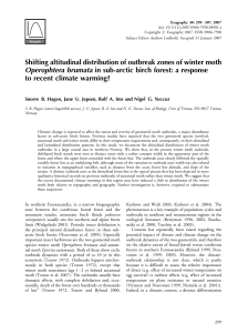 Shifting altitudinal distribution of outbreak zones of