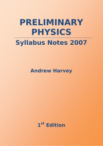 Preliminary Physics Syllabus Notes 2007
