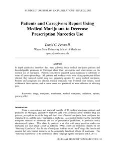 Patients and Caregivers Report Using Medical Marijuana to