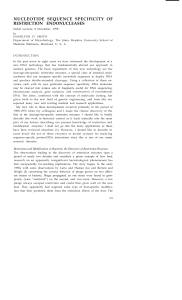 NUCLEOTIDE SEQUENCE SPECIFICITY OF RESTRICTION