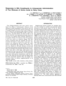 Responses in Milk Constituents to Intravascular Administration of