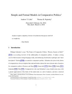Simple and Formal Models in Comparative Politics