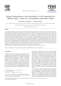 Isotope fractionations in the biosynthesis of cell components by