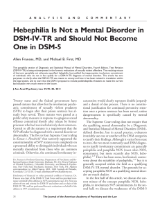 Hebephilia Is Not a Mental Disorder in DSM-IV