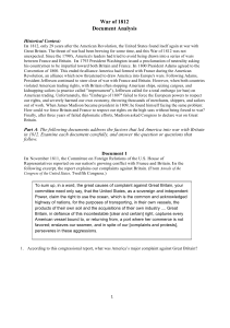 War of 1812 Document Analysis