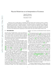 Physical Relativism as an Interpretation of Existence