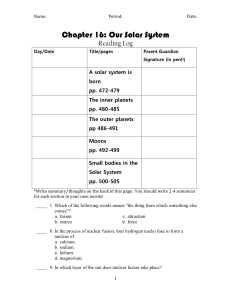 Chapter 16: Our Solar System