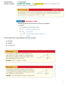 Fun geometry 7.1 note sheet Chapter 7 packet Find the geometric
