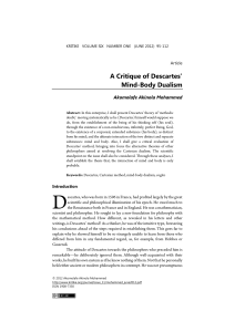 A Critique of Descartes` Mind-Body Dualism