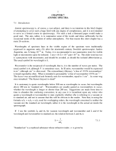 1 CHAPTER 7 ATOMIC SPECTRA 7.1 Introduction Atomic