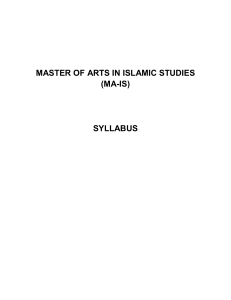 MASTER OF ARTS IN ISLAMIC STUDIES (MA