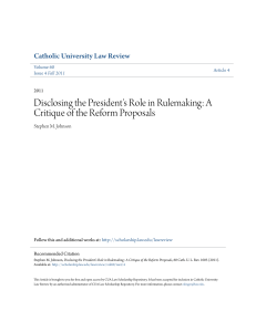 Disclosing the President`s Role in Rulemaking: A Critique of the