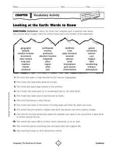 Looking at the Earth: Words to Know