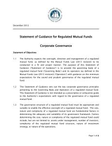 Statement of Guidance on Corporate Governance for Mutual Funds