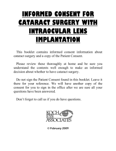 INFORMED CONSENT FOR CATARACT OPERATION
