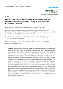 Dietary Determinants of and Possible Solutions to Iron Deficiency for