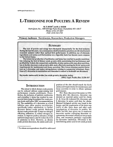 L-THREONINE FOR POULTRY: A REVIEW