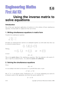 5.6 Using the inverse matrix to solve equations