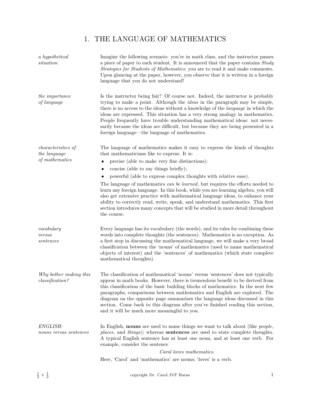 1 The Language Of Mathematics 1 The Language Of Mathematics