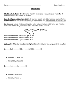 Mole Ratios Worksheet