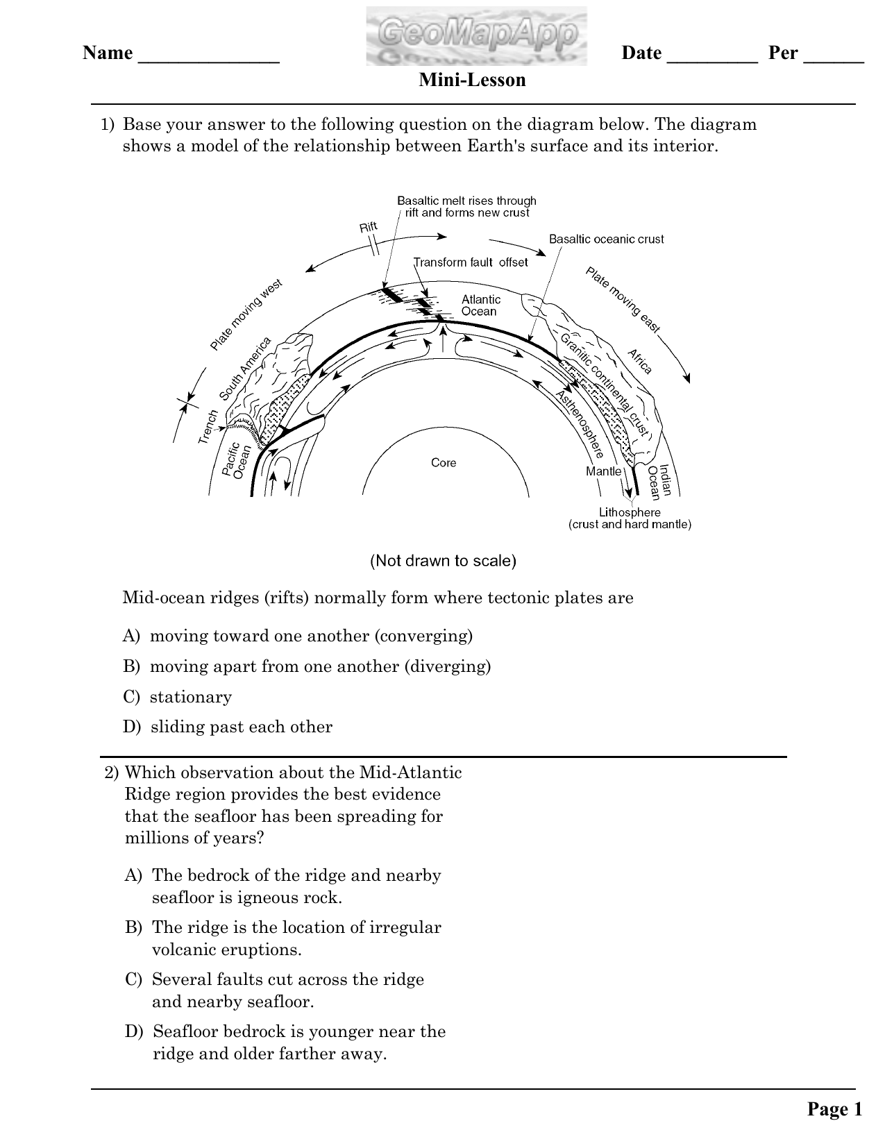 Seafloor Spreading Quiz 1
