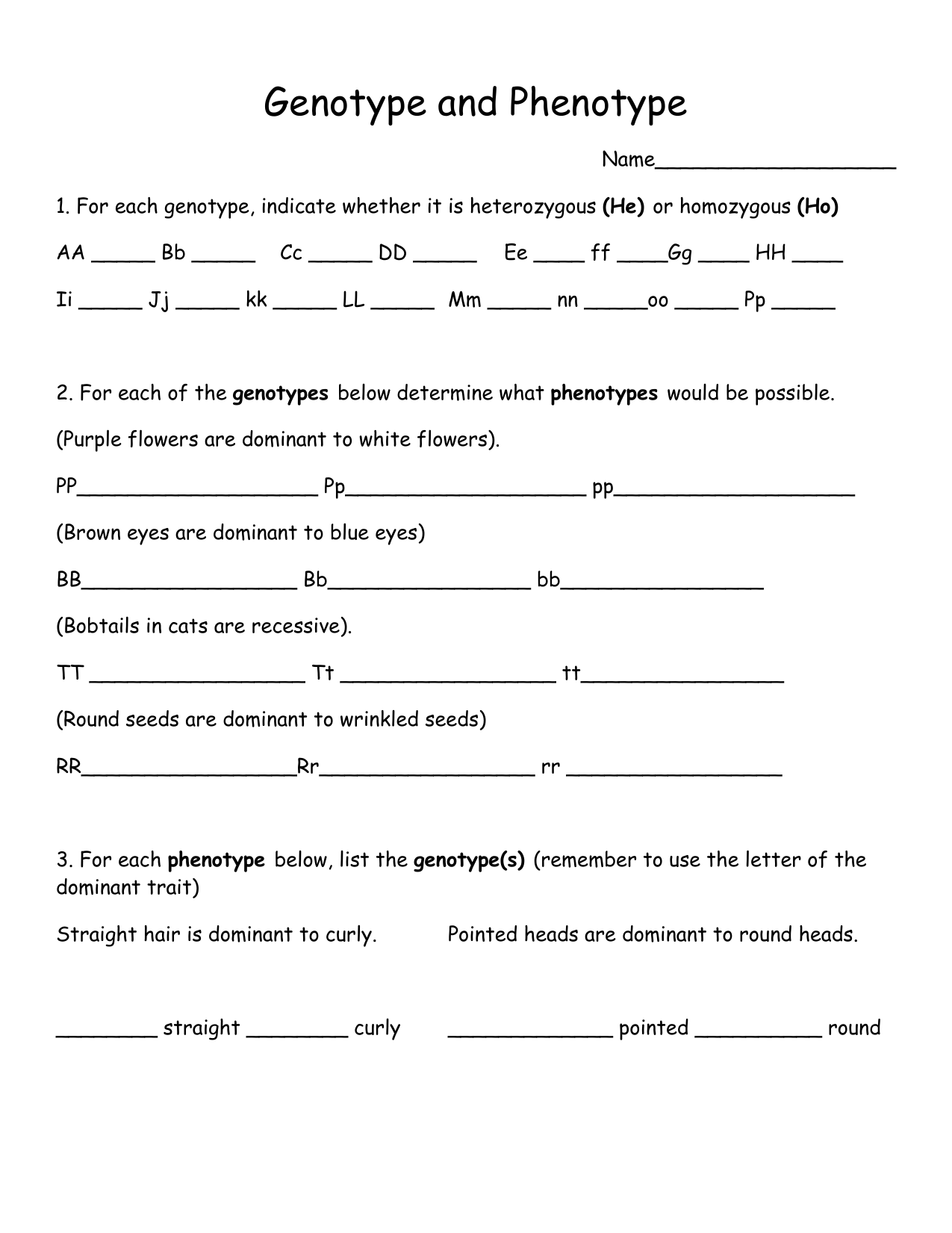 Genotype phenotype worksheet Intended For Genotypes And Phenotypes Worksheet