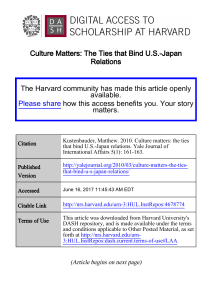 Culture Matters: The Ties that Bind US-Japan